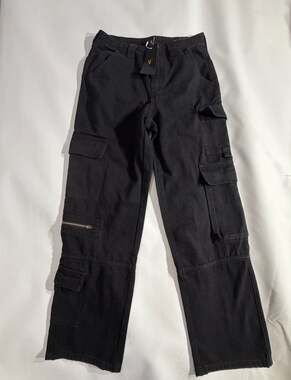NVFelix Black Multi Pocket Cargo Pants Utility Straight Leg Pants